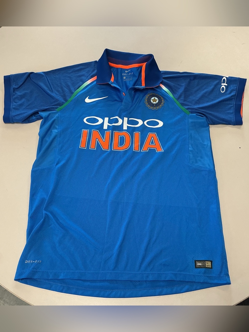 Nike Men’s Blue India Cricket Jersey with Orange Accents